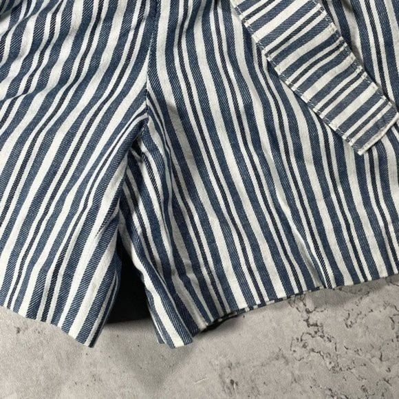 NWT FREE PEOPLE Womens Hi-Rise Knit Belted Striped Indigo Blue Shorts Size 4 - Picture 5 of 12